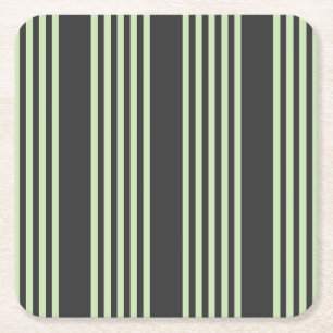 Dessous-de-verre Carré En Papier Vert pâle et charbon cinq bandes motif