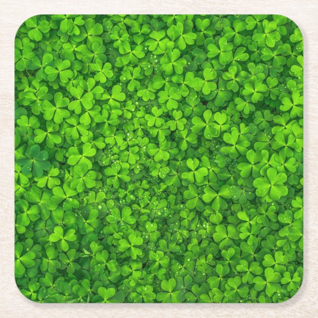 Dessous-de-verre Carré En Papier vert shamrock, Saint Patrick's Day, (Devant)