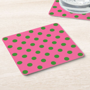 Dessous-de-verre Carré En Papier Vert sur rose Pois Design Motif