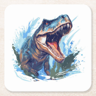 Dessous-de-verre Carré En Papier Very Cool Digital Image of a Dinosaur Oil Painting