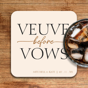 Dessous-de-verre Carré En Papier Veuve Before Vows Tan Brown Bridal Shower