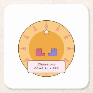 Dessous-de-verre Carré En Papier Vibes de Cowgirl Pailletée | Explosion de Soleil R