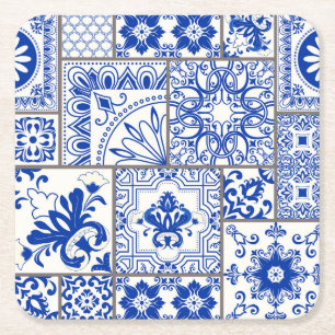 Dessous-de-verre Carré En Papier Victorian Majolica : Patchwork Tile Motif.
