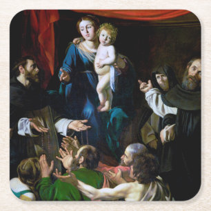 Dessous-de-verre Carré En Papier Vierge du Rosaire, Caravaggio