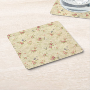 Dessous-de-verre Carré En Papier Vieux motif affligé de tissu de roses vintages
