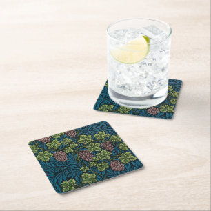 Dessous-de-verre Carré En Papier Vignes avec grappes de raisins roses