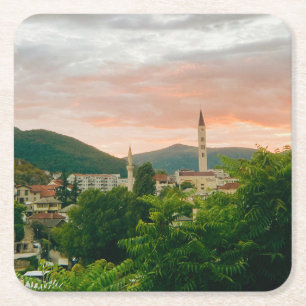 Dessous-de-verre Carré En Papier Ville de Mostar - Bosnie-Herzégovine