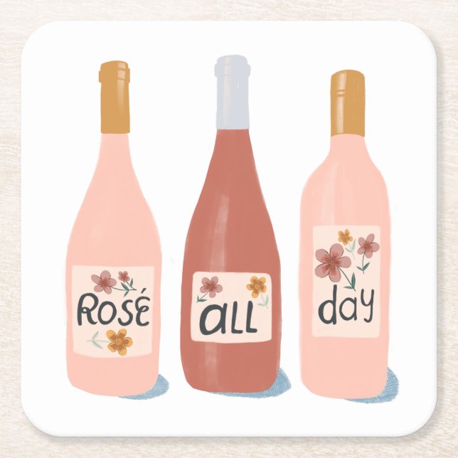 Dessous-de-verre Carré En Papier Vin rose toute la journée (Devant)