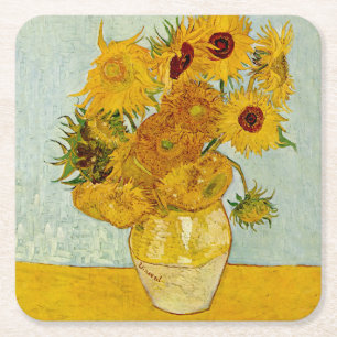 Dessous-de-verre Carré En Papier Vincent Van Gogh 12 Tournesols Impressionniste
