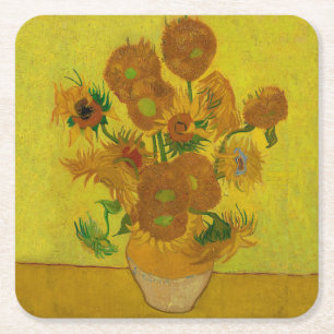 Dessous-de-verre Carré En Papier Vincent Van Gogh 15 Peinture de tournesols