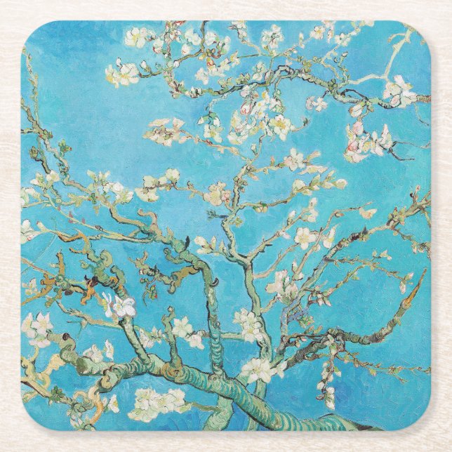 Dessous-de-verre Carré En Papier Vincent van Gogh - Fleur d'amandes (Devant)