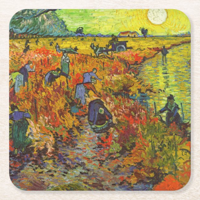 Dessous-de-verre Carré En Papier Vincent van Gogh - Le vignoble rouge (Devant)