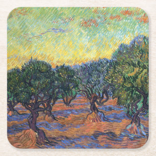 Dessous-de-verre Carré En Papier Vincent Van Gogh Oliveraie Impressionnisme Art