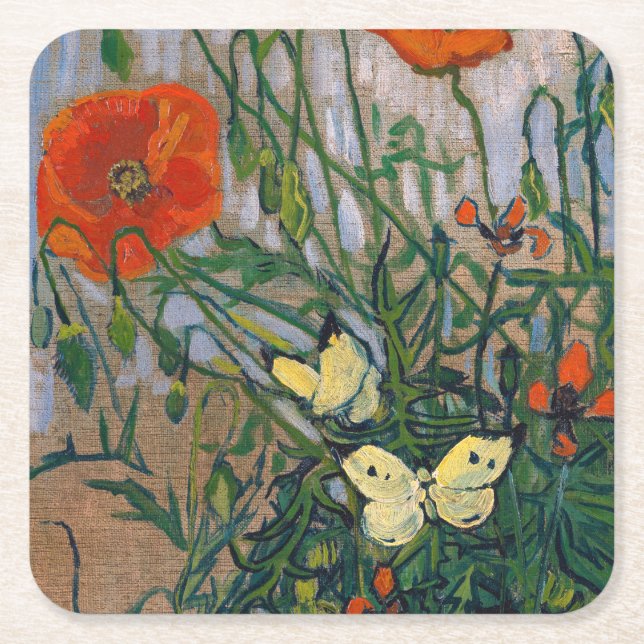 Dessous-de-verre Carré En Papier Vincent van Gogh - Papillons et papillons (Devant)