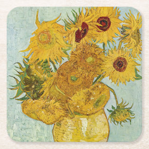 Dessous-de-verre Carré En Papier Vincent Van Gogh - Vase avec douze tournesols