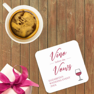 Dessous-de-verre Carré En Papier Vino Before The Vows Enterrement de Vie de Jeune F