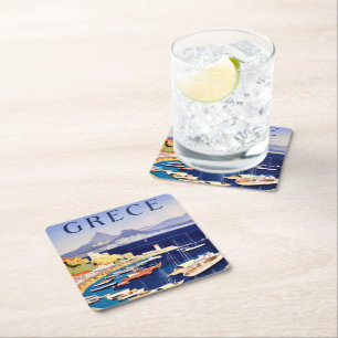 Dessous-de-verre Carré En Papier Vintage Athènes Grèce Voyage