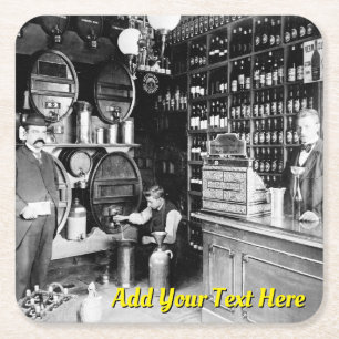 Dessous-de-verre Carré En Papier Vintage Bar Liquor Photo 1930s Ajouter votre texte
