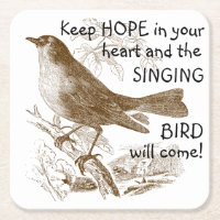 Vintage chanter Oiseau 'Gardez l'espoir dans votre