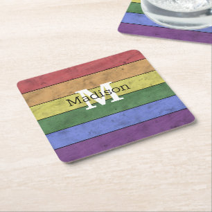 Dessous-de-verre Carré En Papier Vintage drapeau LGBT orgueil écarlate arc-en-ciel 