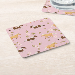 Dessous-de-verre Carré En Papier Vintage Floral Horse Motif