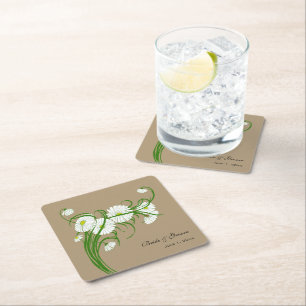 Dessous-de-verre Carré En Papier Vintage Gerber Daisy Flowers Mariage