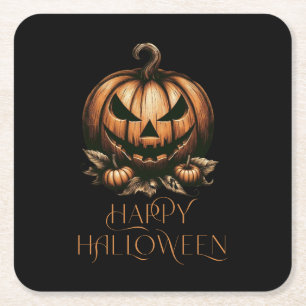 Dessous-de-verre Carré En Papier Vintage heureux citrouille Halloween