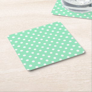 Dessous-de-verre Carré En Papier Vintage Mint Green White Dots Élégant tendance