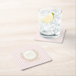 Dessous-de-verre Carré En Papier Vintage Paris Glam Baby Shower Rose Stripte