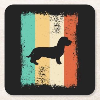 Dessous-de-verre Carré En Papier Vintage Retro Dachshund À poils durs