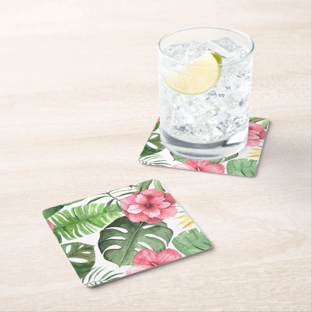 Dessous-de-verre Carré En Papier Vintage tropical (En situation)