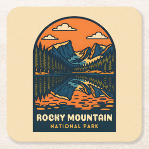Dessous-de-verre Carré En Papier Vintage voyage Rocky Mountain National Park Retro