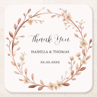 Dessous-de-verre Carré En Papier Vintage watercolor rose gold Daisy Floral Botanica