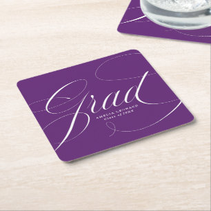 Dessous-de-verre Carré En Papier Violet   Eloquence Graduation