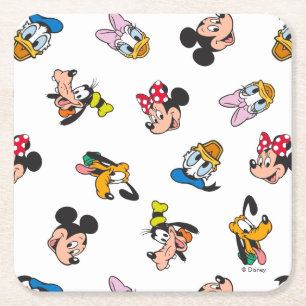 Dessous-de-verre Carré En Papier Visages souriants de Mickey et ses amis Motif