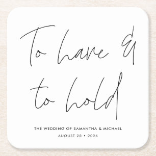 Dessous-de-verre Carré En Papier Voeux de mariage en calligraphie moderne noir blan