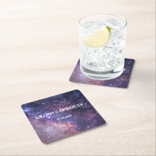 Dessous-de-verre Carré En Papier Voie Lactée Stars Sky Galaxy Mariage élégant