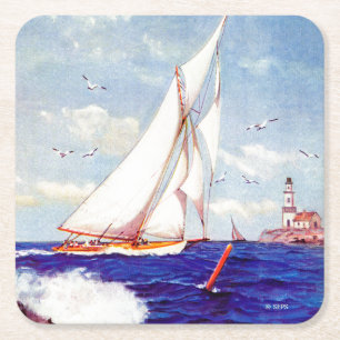 Dessous-de-verre Carré En Papier Voile Par le phare par Albert B. Marques
