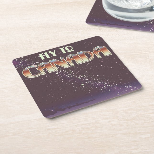 Dessous-de-verre Carré En Papier Vol vers le Canada (Incliné)