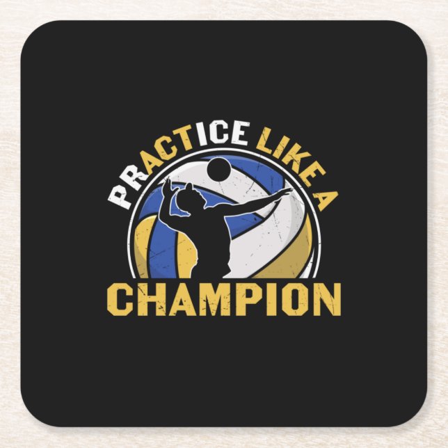 Dessous-de-verre Carré En Papier Volleyball Player | Practice Like A Champion (Devant)