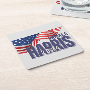 Dessous-de-verre Carré En Papier Vote Harris Election 2024