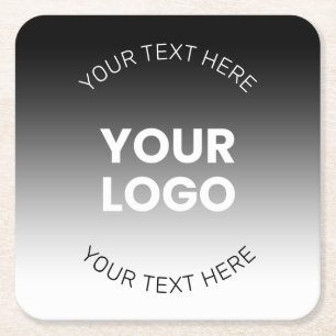 Dessous-de-verre Carré En Papier Votre logo   Dégradé noir & blanc moderne modifiab