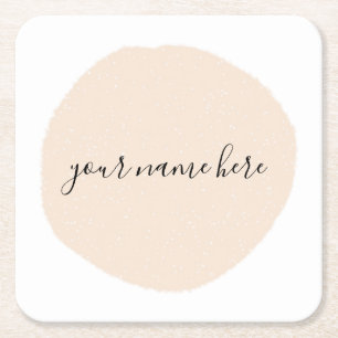 Dessous-de-verre Carré En Papier Votre logo d'entreprise rose brosse