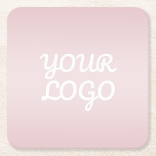 Dessous-de-verre Carré En Papier Votre logo & Élégant Ombré Rose Blush Moderne