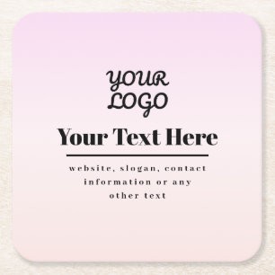 Dessous-de-verre Carré En Papier Votre logo et texte   Ombré rose et pêche