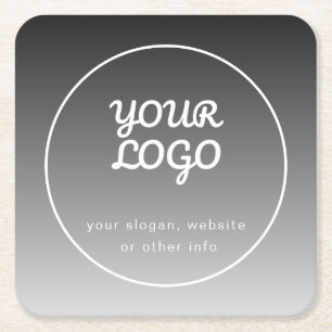 Dessous-de-verre Carré En Papier Votre logo et votre texte   Gradient gris foncé