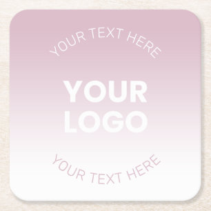 Dessous-de-verre Carré En Papier Votre logo   Moderne Dusty Rose & Blanc Ombre