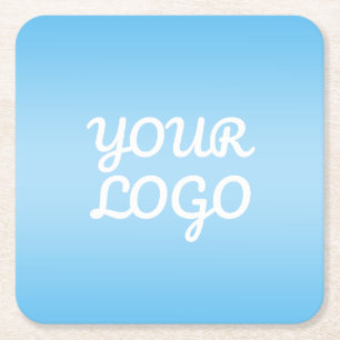 Dessous-de-verre Carré En Papier Votre logo & ombre simple moderne   Bleu clair