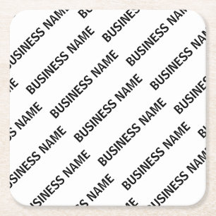 Dessous-de-verre Carré En Papier Votre Motif de nom d'entreprise   Noir et blanc