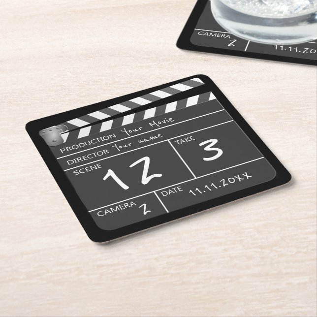 Dessous-de-verre Carré En Papier Votre Propre Clapperboard Personnalisé (Incliné)